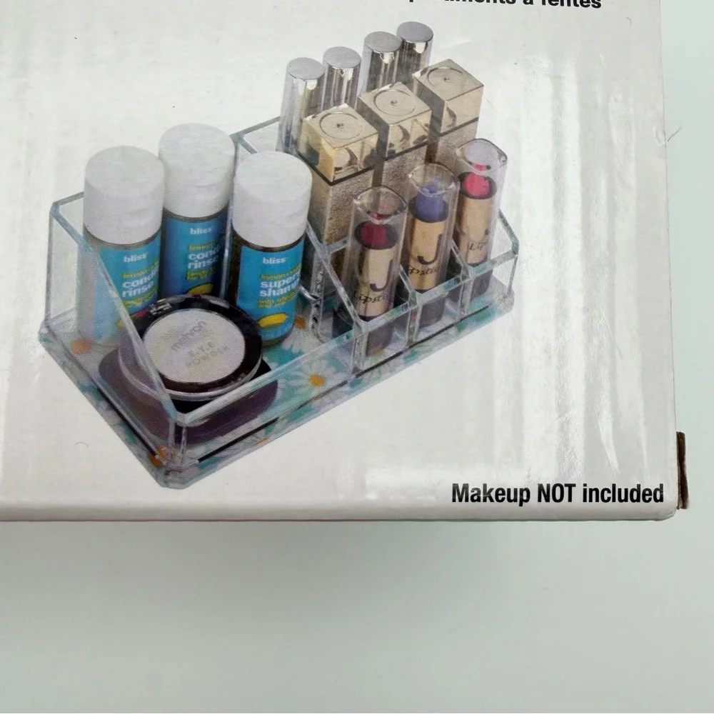 Sorbus Cosmetic Organizer Acrylic Daisy Print 9-Slot Makeup Storage Case